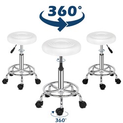 360° Rollhocker Arbeitshocker Drehhocker Höhenverstellbar Drehbar Kosmetikhocker