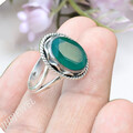 Grüner Onyx Edelstein 925 Sterling Silber Stilvoller Ring Romantisch Geschenk...