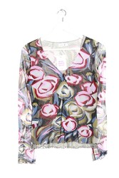 COMMA Langarm-Bluse Damen Bluse Gr. DE 40 pink-blau-khaki Casual-Look