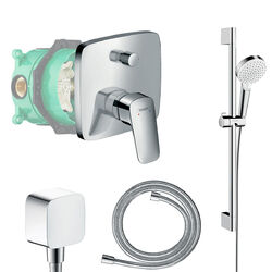 Hansgrohe Duscharmatur Unterputz Regendusche Logis Kopfbrause Brausestange iBox