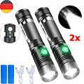 1/2x Taschenlampe LED Aufladbar USB Super Hell Taktisches Fackel Lumen Akku