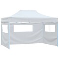 vidaXL Partyzelt Faltbar mit 3 Seitenteilen 291x413x315 cm Weiß ASS