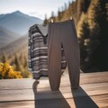 Damen Outfit-Set, 2-teilig, Bluse grau gestr. Hose uni 