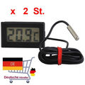 2x Mini Digital Thermometer Temperatur Messgerät LCD Anzeige mit Fühler 1 m Kab