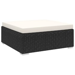 vidaXL Modular-Fußhocker 1 Stk. + Auflagen Poly Rattan Schwarz