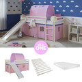 Hochbett 90x200 Kinder mit Rutsche Treppe Matratze Weiß Kinderbett Homestyle4u