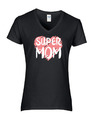 T-Shirt V Ausschnitt Super Mom mit Motiv für Muttertag  Mama Oma Geschenkidee