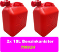 2x 10L BENZINKANISTER RESERVEKANISTER KRAFTSTOFF DIESEL KANISTER ROT   TMV24