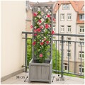 Pflanzkasten mit Rankgitter aus Holz grau Blumenkasten für Terrasse, Balkon und
