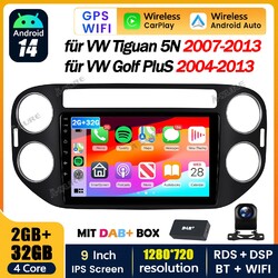 Android 14 Autoradio Apple Carplay GPS Navi DAB+ Kam für VW Tiguan 5N Golf Plus