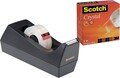 Scotch C38 Tischabroller Crystal Klebeband, Schwarz, Standard, 1 Rolle, 19 mm x