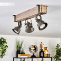 Wohn Schlaf Zimmer Leuchte Holz 3-flammig Vintage Decken Lampe Flur Strahler
