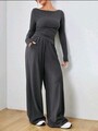 2er Set homewear Hausanzug Übergröße Plus Size Langarm-Shirt + Leggings XL-4XL 
