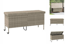 Gartentruhe Mit Rollen Hellgrau 160x55x75 Cm Polyrattan