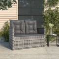 Gartenbank mit Kissen 2-Sitzer Gartensofa Poly Rattan Bank Parkbank Sitzbank 