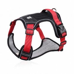 No Pull Hundegeschirr Brustgeschirr Einstellbar Griff Vorder-Clip Reflektierend 