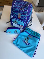 Step By Step Schulranzen set mädchen 1 klasse, Türkis/Lila mit Delfin