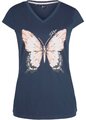 Baumwoll-Shirt mit Print Gr. 36/38 Dunkelblau Damenshirt Top Oberteil Neu*