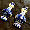 Antik Delft blau passendes Paar königliche Keramik handbemalte Vasen Vase Vintage