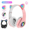 Bluetooth 5.0 Katze Ohr Kopfhörer Kinder Gaming Headset Kopfhörer mit LED Licht