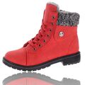 Damen Winterschuhe Stiefel Stiefeletten Booty Frauen Freizeit Schnürboots 65332