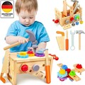 38PCS Werkzeugkoffer Kinder Spielzeug ab 2 Jahre Holzspielzeug Werkzeugkasten