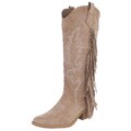 Damen Cowboyboots mit Fransen und Reißverschluss Ital-Design 0347 in Hellbraun
