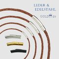 Lederkette geflochten Braun | Armband/Halsband | Verschluss Silber/Schwarz/Gold