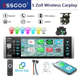 +KAM Autoradio 1 DIN Kabelloses Carplay Android Auto IPS Bluetooth EQ AUX-IN USB
