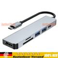 6 in 1 USB C Hub Adapter HDMI 4K USB 3.0 Micro SD für Mac HDTV Samsung Notebook