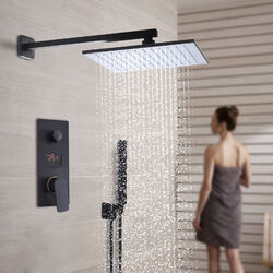  	Duschsystem Unterputz Set Duscharmatur LED Regendusche Kopfbrause Bad 30*30cm!