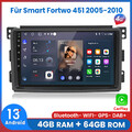 4+64GB 8Core Autoradio Carplay Android13 GPS NAVI Für Smart Fortwo 451 2005-2010