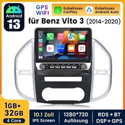 10.1'' Android14 Autoradio GPS NAVI Carplay BT DAB+ Für Benz Vito W447 2014-2022