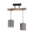 Pendelleuchte Textilschirm taupe Echtholz Holz Hängelampe Pendellampe 2xE27