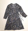 women's essentials Tchibo Damen Kleid Gr. 40 Leo V-Ausschnitt beige schwarz blau