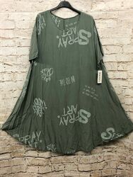 Damen Tunika Kleid Print Lagenlook Long Übergröße Gr 44 46 48 A-Linie Neu 