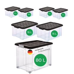 Novatool Aufbewahrungsbox Aufbewahrungsbox mit Deckel 1x80 L + 2x 15L + 4x 5L