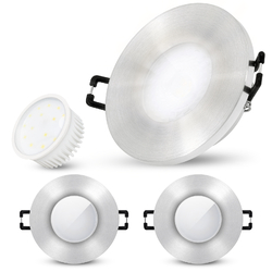 3er Pack Einbauleuchte ultra flach IP65 dimmbar mit LED 4000K 5W 230 V gebürstet