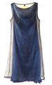 Esprit Midi Kleid 36 Krepp Chiffon doppellagig Wasserfall Blautöne neuwertig