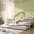 Kinderbett Hausbett Bett Bettgestell 90x200 cm mit Lattenrost & Schubladen weiß