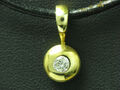 Gelbgold Brillant Anhänger / 14kt 585 Gold / 0,10ct Diamant / 0,9g