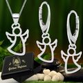 Schutzengel Schmuckset Anhänger Halskette Ohrringe 925 Silber Damen Mädchen Set