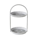 Etagere ANELLA grau weiß Zink rund Dekoetagere Metall H36cm mit Sternen und Herz