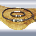 LederKette/Halsband oder Armband geflochten 5mm mit 3-5 Edelstahl Beads Herren