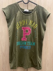 PINKO T-Shirt Shirt - Damen - Gr. M - grün - Glitzer Strass Farben