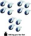 3 Set 100 mm Schwerlast BLUE WHEELS Bockrollen Transportrollen Lenkrollen SL ECO