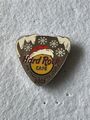 Hard Rock Cafe HRCPCC Holiday Gift - Silver Guitar Pick - Santa Cap Pin