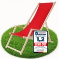 Campingliege mit Armlehne Holz Strandstuhl Rot Freizeitliege Faltliege 🏖️