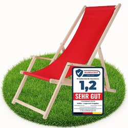 Campingliege mit Armlehne Holz Strandstuhl Rot Freizeitliege Faltliege 🏖️