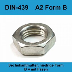 M2 DIN 439 A2 V2A Sechskantmuttern Edelstahl flache Form Edlestahl VA 2